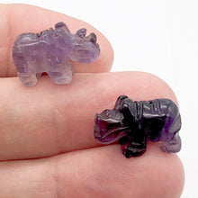 Load image into Gallery viewer, Amethyst Hand Carved Rhinoceros Figurine Worry Stone | 20x13x8mm | Purple
