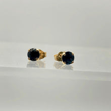 Load image into Gallery viewer, Blue Sapphire 14K Gold Earrings | 5mm | Blue | Stud | - PremiumBead Alternate Image 5

