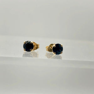 Blue Sapphire 14K Gold Earrings | 5mm | Blue | Stud | - PremiumBead Alternate Image 5