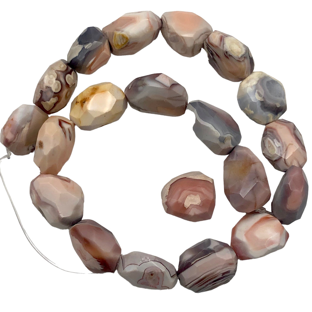 Botswana Agate Faceted Strand | 25x20x12 to 20x15x12mm | Pink | Nugget | 20 Bds|