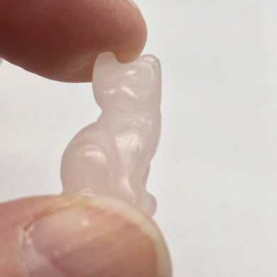 Adorable! Rose Quartz Sitting Carved Cat Figurine | 21x14x10mm | Pink - PremiumBead Primary Image 1