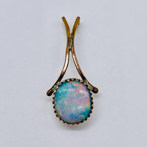 Opal 14K Gold Filled Oval Pendant | 1" Long | Red/Green | 1 Pendant |
