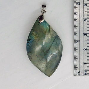 Labradorite Sterling Silver Natural | 1 1/2" Long | Blue/Golden | 1 Pendant |