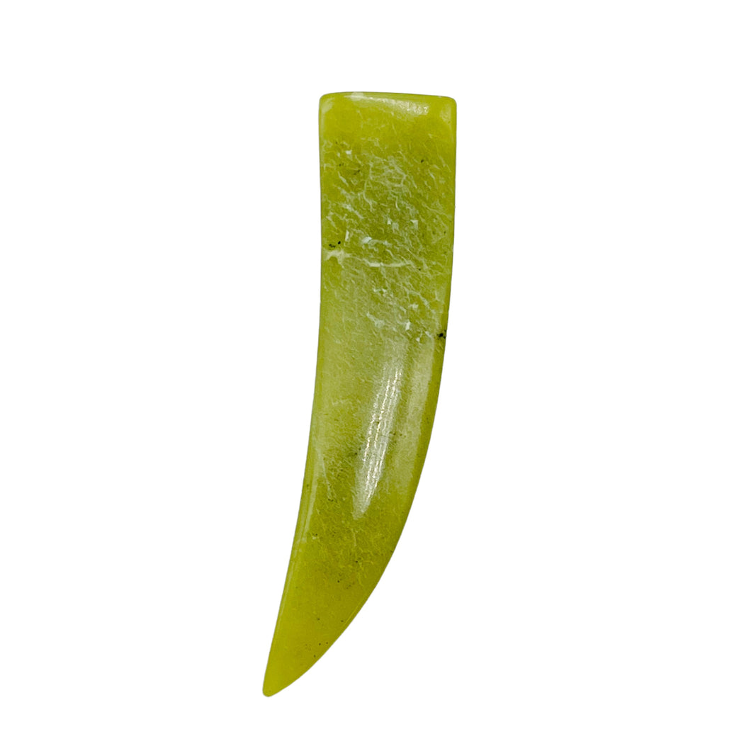 1 Chartreuse Serpentine Jade 48x13x5mm Claw Bead 8948C