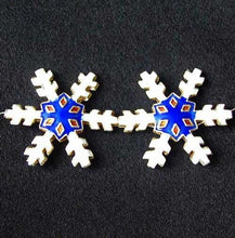 Load image into Gallery viewer, 2 Cobalt Cloisonne Snowflake Centerpiece 30x27x4mm Beads 8638B - PremiumBead Primary Image 1
