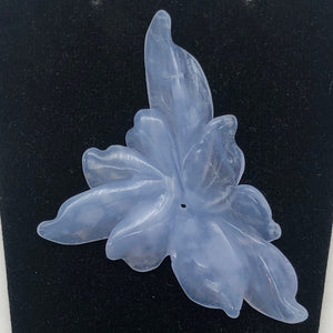 38.2cts Exquisitely Hand Carved Blue Chalcedony Flower Pendant Bead - PremiumBead Alternate Image 2