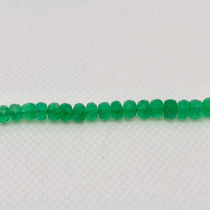 Natural Emerald Faceted Roundel Beads | 2 Beads | 4.9x3mm | 1.3 tcw |