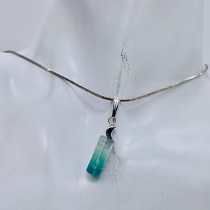 Fluorite Sterling Silver Drop/Dangle Pendant | 1" Long | Blue | 1 Pendant |