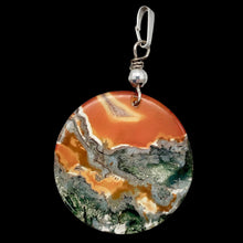 Load image into Gallery viewer, Limbcast Moss Agate Sterling Silver Pendant | 28x2mm| Orange/Green | 1 3/4&quot; Long
