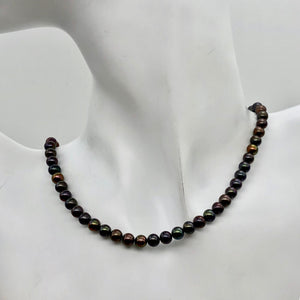 Dramatic Rainbow Red Cocoa Freshwater Pearl 14Kgf Necklace | 16 Inch |