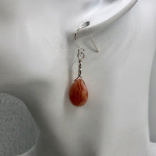 Load image into Gallery viewer, Botswana Sterling Silver Faceted Briolette Earrings | 1 1/2&quot; Long | Peach |
