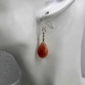 Botswana Sterling Silver Faceted Briolette Earrings | 1 1/2" Long | Peach |