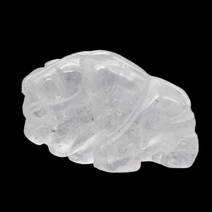 Charge! Quartz Bison / Buffalo Animal Figurine | 21x14x8mm | Clear