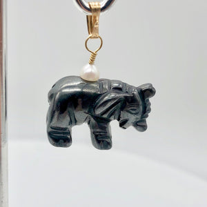 Wild Hematite Elephant 14Kgf Pendant | 21x16x8mm | Black | 1 5/8" long | - PremiumBead Alternate Image 6
