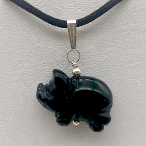 Black Obsidian Pig Pendant Necklace |Semi Precious Stone Jewelry|Silver Pendant| - PremiumBead Alternate Image 8