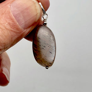 Moonstone Chatoyant Sterling Silver Drop Pendant | 1 1/2" Long | Silver Gray |