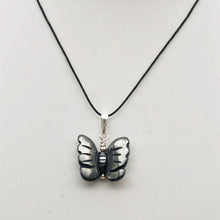 Load image into Gallery viewer, Flutter Carved Hematite Butterfly and Sterling Silver Pendant 509256HMS - PremiumBead Alternate Image 2
