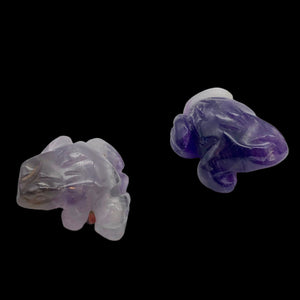 Prosperity 2 Hand Carved Amethyst Frog Beads | 20x18x9.5mm | Purple