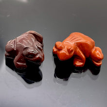 Load image into Gallery viewer, Stone Charming Carved Brecciated Jasper Frog Figurine | 22x12.5x9mm | Red
