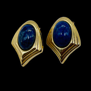 Sugilite Gold Tone Oval Earrings | 1x3/4 Inch | Blue | 1 Pair |