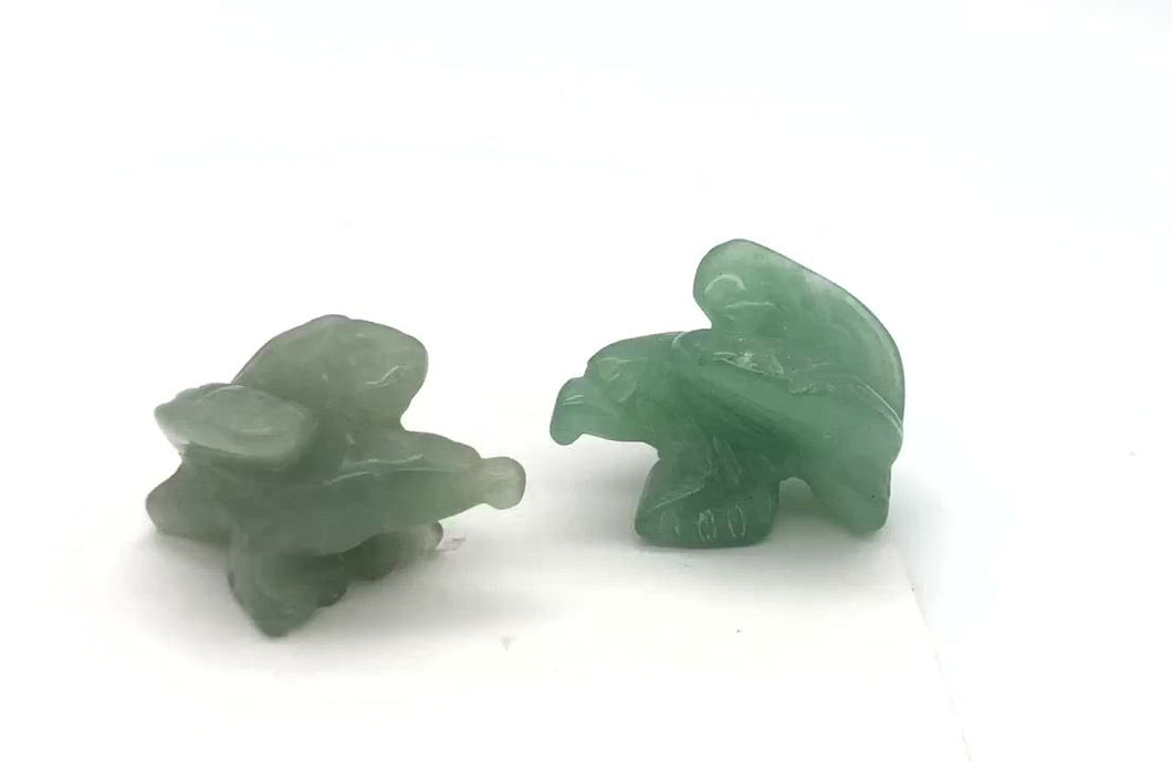 2 Soaring Carved Aventurine Eagle Beads | 21x16x14mm | Green