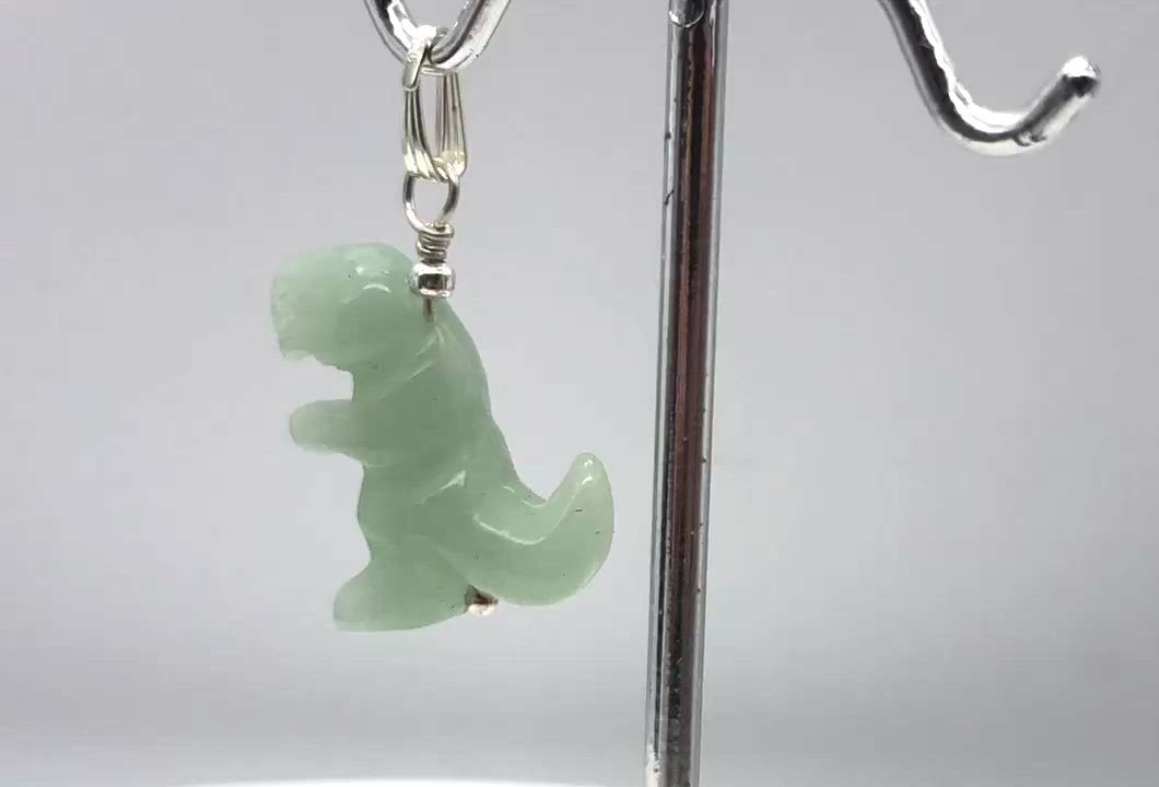 Aventurine Dinosaur Tyrannosaurus Rex Sterling Silver Pendant | 1.5