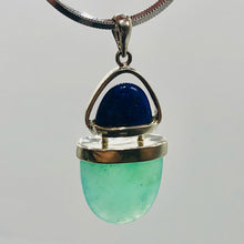 Load image into Gallery viewer, Lapis Lazuli Chrysoprase Sterling Silver Pendant | 1 1/2&quot; Long | Green/Blue |
