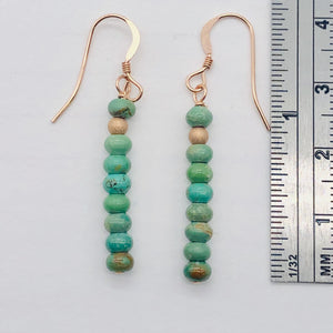 Unique Natural USA Green Turquoise 14K Rose Gold Filled Earrings | 1 1/2" Long |