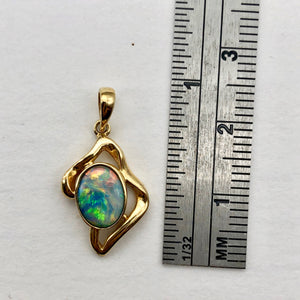 Red and Green Fine Opal Fire Flash 14K Gold Pendant - PremiumBead Alternate Image 8