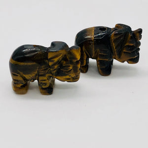 Wild Hand Carved Tiger Eye Elephant Bead Figurine