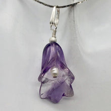 Load image into Gallery viewer, Lily! Natural Carved Amethyst Flower Sterling Silver Pendant |1 9/16 x 5/16&quot; | - PremiumBead Primary Image 1
