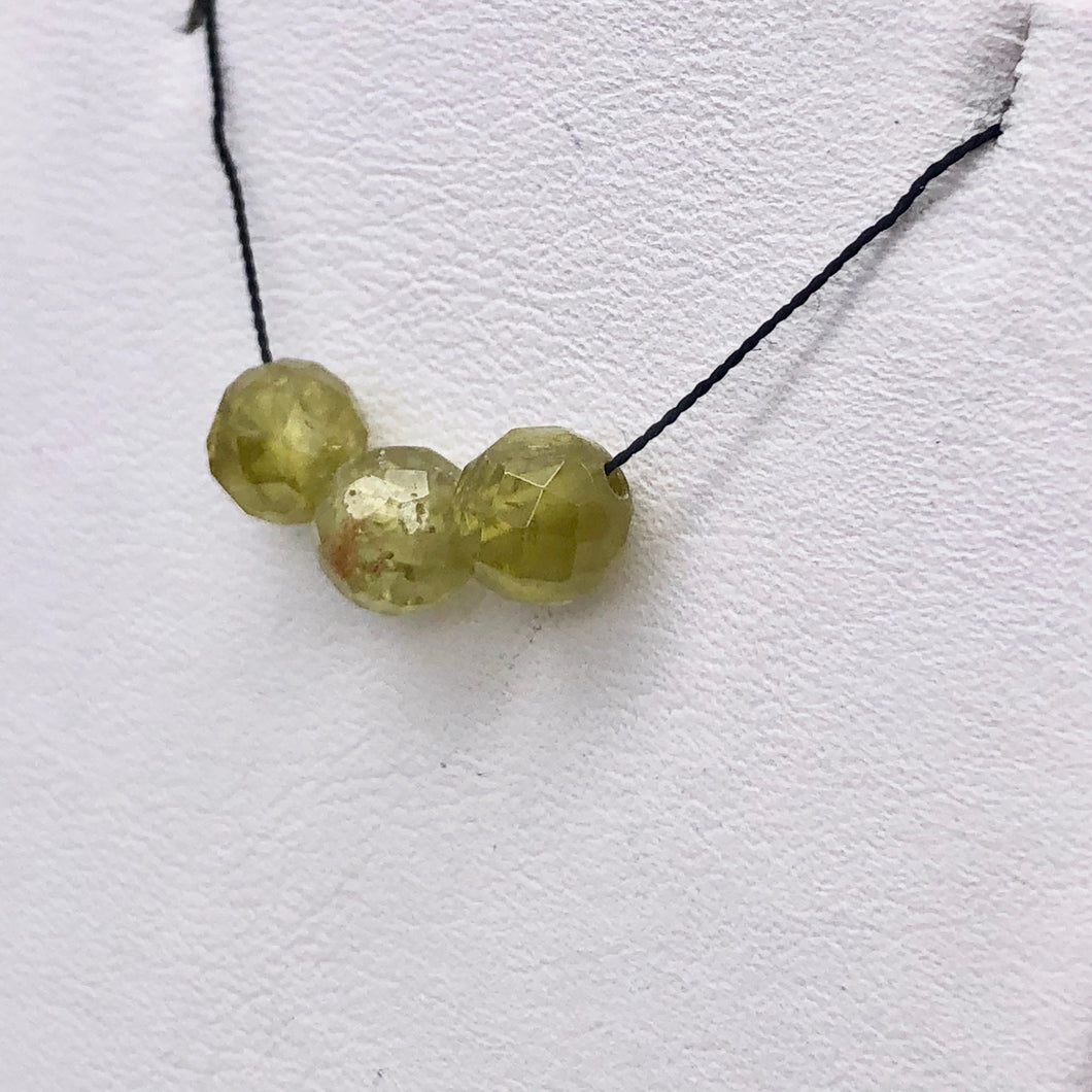 3 Green Grossular Garnet Faceted Round Beads, Green, 5.5mm, 3 beads, 5753 - PremiumBead Primary Image 1