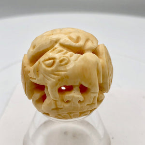 Carved Chinese Zodiac Year of the Pig Water Buffalo Bone Bead |30mm|Cream| 1 Bd| - PremiumBead Alternate Image 5