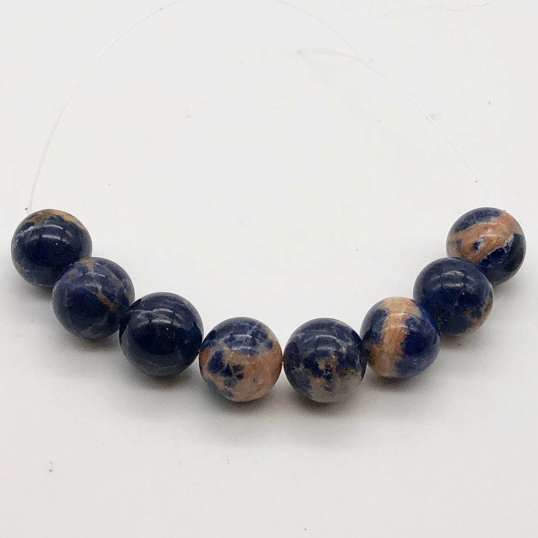 6 Blue Sodalite with White and Orange 12mm Round Beads 10781 - PremiumBead Primary Image 1
