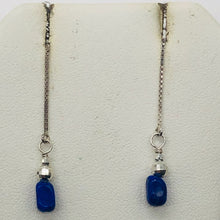 Load image into Gallery viewer, Lapis Sterling Silver Threader Earrings | 3 1/2&quot; Long | Blue | 1 Pair |
