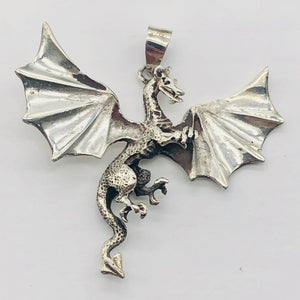 Dragon Sterling Silver Drop/Dangle | 2" Long | Silver | 1 Pendant |