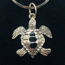 Load image into Gallery viewer, Turtle in Sterling Silver with Onyx Accent Pendant | 1 1/4&quot; Long | Silver |
