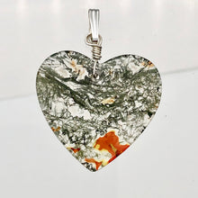 Load image into Gallery viewer, Limbcast Agate Agate Valentine Heart Silver Pendant | 28x28x2mm | Moss Green | - PremiumBead Primary Image 1
