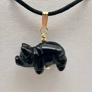 Black Obsidian Pig Pendant Necklace |Semi Precious Stone Jewelry|14k gf Pendant| - PremiumBead Alternate Image 9