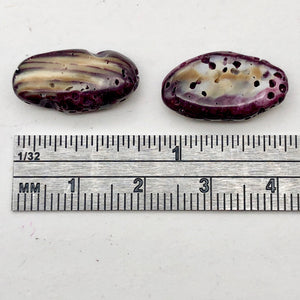 Purple Spine Oyster Shell Oval | 16x10x6 | Purple Orange | 6 Bead(s)