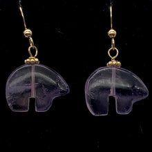 Load image into Gallery viewer, Amethyst 14K Gold Filled Zuni Bear Drop/Dangle Earrings | 1 1/4&quot; Long | Purple |
