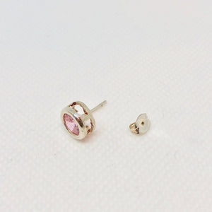 October! 7mm Pink Cubic Zirconia & Sterling Silver Earrings 9780Jb - PremiumBead Alternate Image 4