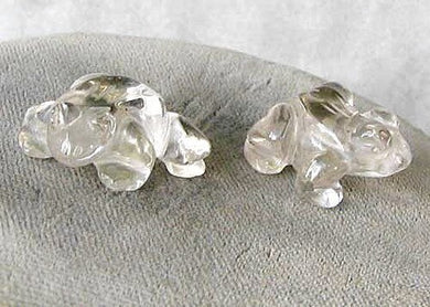 Prosperity 2 Hand Carved Clear Quartz Frog Beads | 20x18x9.5mm | Clear - PremiumBead Primary Image 1