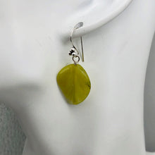 Load image into Gallery viewer, Korean Jade Carved Leaf Sterling Silver Drop Earrings | 1 1/2&quot; Long | Green |
