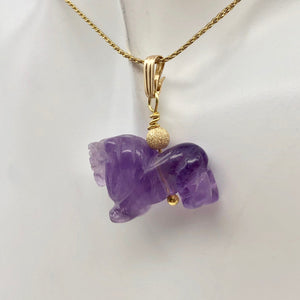 Amethyst Lion Pendant Necklace | Semi Precious Stone Jewelry | 14k Pendant - PremiumBead Alternate Image 6