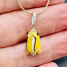 Load image into Gallery viewer, Lampwork Frog Sterling Silver Frog | 1&quot; Long | Yellow | 1 Pendant |

