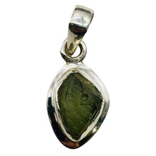 Load image into Gallery viewer, Moldavite Sterling Silver Drop | 1&quot; Long | Green | 1 1&quot; Long |
