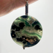 Load image into Gallery viewer, Ocean Jasper Round Sterling Silver Pendant | 2 1/4&quot; Long | Green White |
