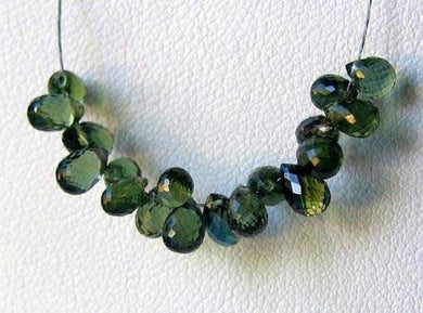 1 Bead of Deep Sage Green Sapphire 0.5 Caret Faceted Briolette 5186 - PremiumBead Primary Image 1