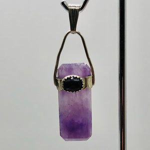 Amethyst and Garnet Sterling Silver Drop Pendant | 2" Long | Purple/Red |